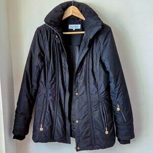 Calvin Klein sz S-M Women's Black Stitched Winter Waterproof Hooded Coat Jacket
